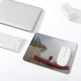 yanfind The Mouse Pad Boat Wilderness Canoe River Watercraft Outdoors Forest Woods Trees Lake Kayak Pattern Design Stitched Edges Suitable for home office game