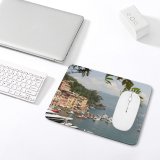 yanfind The Mouse Pad Money Town Harbor Transportation Waterway Fashion Vips Coast Marina Tree Boat Sea Pattern Design Stitched Edges Suitable for home office game