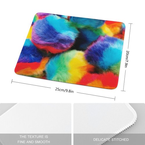 yanfind The Mouse Pad Daniele Levis Pelusi Faux Fur Pom Balls Multicolor Colorful Macro Closeup Vibrant Pattern Design Stitched Edges Suitable for home office game