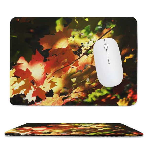 yanfind The Mouse Pad Maple Autumn Woody Leaves Maple Plant Fall Sky Light Branch Leaf Leaf Pattern Design Stitched Edges Suitable for home office game