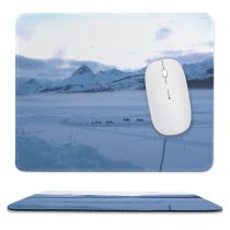 yanfind The Mouse Pad Ushuaia Snowcat Snow Lake Ice Mountain Mountainous Landforms Sky Winter Arctic Natural Pattern Design Stitched Edges Suitable for home office game
