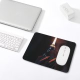 yanfind The Mouse Pad Blur Girl Dark Illuminated Lamp Danger Fire Light Burning Indoor Flame Bulb Pattern Design Stitched Edges Suitable for home office game