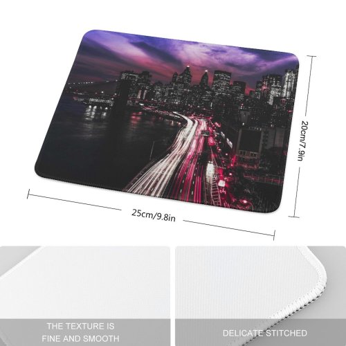 yanfind The Mouse Pad Matteo Catanese York City Manhattan Traffic Lights Light Trails Night Cityscape City Pattern Design Stitched Edges Suitable for home office game