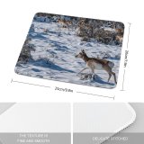 yanfind The Mouse Pad Frozen Daylight Freezing Scene Frost Wild Herd Frosty Winter Outdoors Deers Scenic Pattern Design Stitched Edges Suitable for home office game