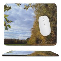 yanfind The Mouse Pad Field Natural Autumn Leaves Cloud Landscape Sky Fall Leaf Tree Tree Countryside Pattern Design Stitched Edges Suitable for home office game