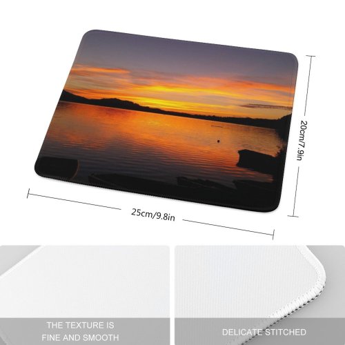 yanfind The Mouse Pad Boats Backlit Placid Sunset Landscape Evening Light Beach Sun Sunrise Outdoors Seashore Pattern Design Stitched Edges Suitable for home office game