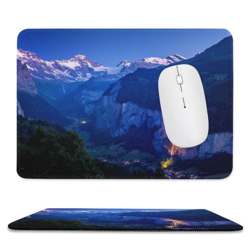yanfind The Mouse Pad Dominic Kamp Lauterbrunnen Valley Rivendell Mountains Landscape Pattern Design Stitched Edges Suitable for home office game