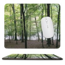 yanfind The Mouse Pad Coniferous Woods Leaves Tropical Tree Grove Forest Northern Outdoor Landscape Natural Camping Pattern Design Stitched Edges Suitable for home office game