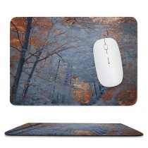 yanfind The Mouse Pad Landscape Leaf Plant Woodland Forest Creative Grove Pictures Outdoors Grey Snow Pattern Design Stitched Edges Suitable for home office game