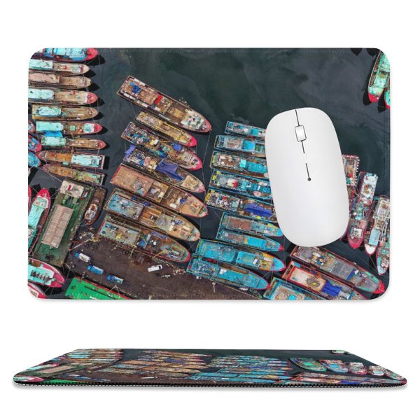 yanfind The Mouse Pad Boats Above Drone From Dock Eye Bird's Watercrafts Aerial Shot Pattern Design Stitched Edges Suitable for home office game