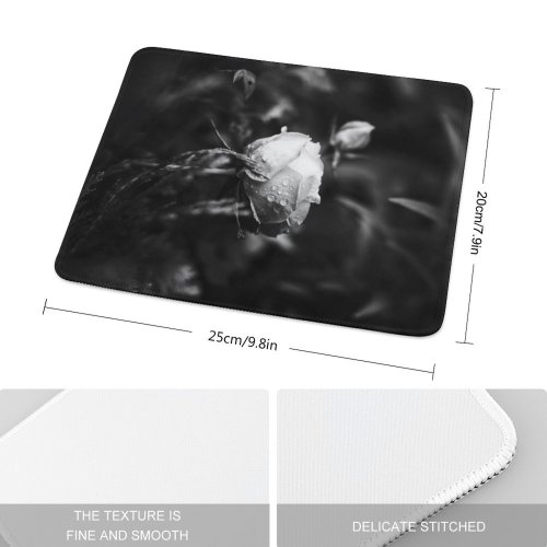 yanfind The Mouse Pad Wallpapers Bud Flower Petal Rose Sprout Plant Blossom Grey Creative Images Pattern Design Stitched Edges Suitable for home office game