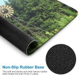 yanfind The Mouse Pad Mill Field Natural Vegetation Landscape Plant Meadow Prairie Grassland Tree Windmill Rural Pattern Design Stitched Edges Suitable for home office game