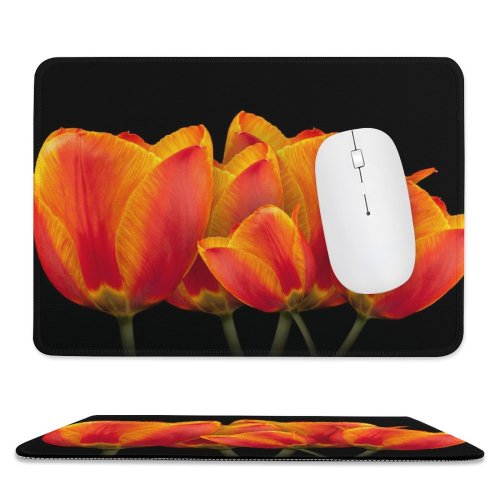 yanfind The Mouse Pad Comfreak Flowers Dark Tulips Spring Colorful Blossom Pattern Design Stitched Edges Suitable for home office game