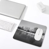 yanfind The Mouse Pad Trees Lake Snow Winter Coldness Season Outdoor Scenery Landscape Frost Frosty Grey Pattern Design Stitched Edges Suitable for home office game