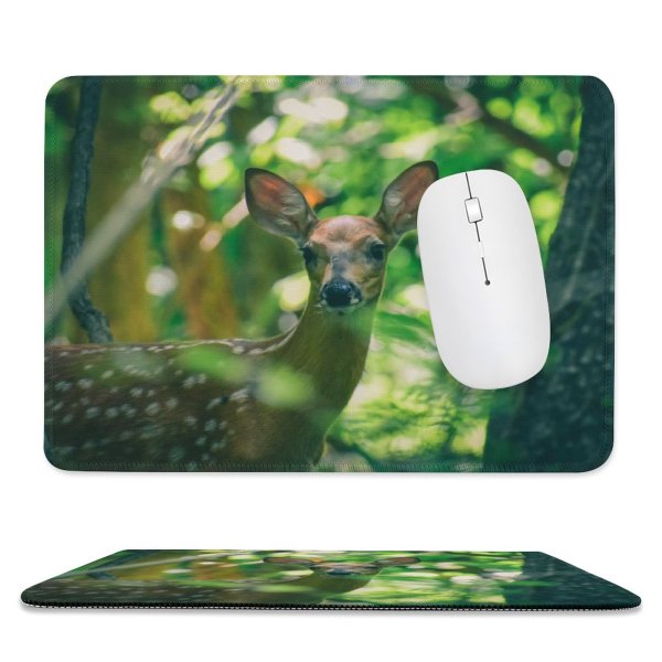 yanfind The Mouse Pad Plant Blurred Specie Daylight Harmony Deer Tree Alone Biology Spot Walk Wild Pattern Design Stitched Edges Suitable for home office game