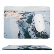 yanfind The Mouse Pad Drone Glacier Iceland Gulfoss Mountain Snow Waterfall Free Ice Stock Outdoors Pattern Design Stitched Edges Suitable for home office game