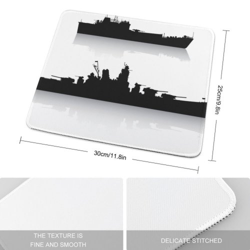 yanfind The Mouse Pad Battle Frigate Isolated Ship Warship Nautical USA Battleship Navy Vessel Silhouette Pattern Design Stitched Edges Suitable for home office game