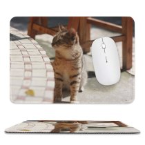 yanfind The Mouse Pad Young Kitty Pet Funny Outdoors Side Family Kitten Tabby Wood Cute Little Pattern Design Stitched Edges Suitable for home office game
