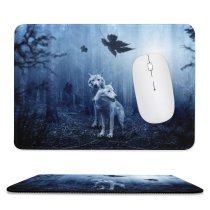 yanfind The Mouse Pad Comfreak Black Dark Wolf Forest Dark Predator Wild Tree Trunks Sun Light Pattern Design Stitched Edges Suitable for home office game