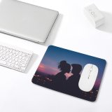 yanfind The Mouse Pad Luizclas Love Couple Silhouette Lovers Romantic Evening Sky Dawn Dusk Pattern Design Stitched Edges Suitable for home office game