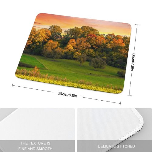 yanfind The Mouse Pad Bruno Glätsch Autumn Trees Sunset Landscape Afterglow Meadow Grass Field Greenery Beautiful Pattern Design Stitched Edges Suitable for home office game