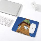 yanfind The Mouse Pad Building Christianity Steeple Religion Tower Clock Church Sky Classic Bell Stone Spire Pattern Design Stitched Edges Suitable for home office game