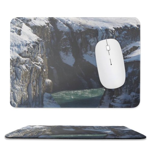 yanfind The Mouse Pad Domain River Canyon Gullfoss Pictures Outdoors Grey Snow Islande Glacier Ice Pattern Design Stitched Edges Suitable for home office game