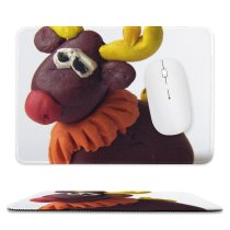yanfind The Mouse Pad Figure Christmas Figurine Winter Xmas Comp Stuffed Plush Moose Santa Animation Toy Pattern Design Stitched Edges Suitable for home office game