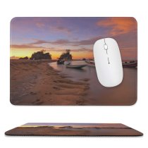 yanfind The Mouse Pad Boats Coast Sand Clouds Island Peaceful Tranquil Scenic Idyllic Seashore Cliffs Dawn Pattern Design Stitched Edges Suitable for home office game