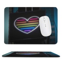 yanfind The Mouse Pad Advertisement Times Interior Billboard Domain Love Light Neon Public Electronics Heart Pattern Design Stitched Edges Suitable for home office game