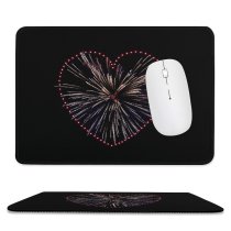 yanfind The Mouse Pad Dark Love Heart Fireworks Sparkles Celebrations Night Pattern Design Stitched Edges Suitable for home office game