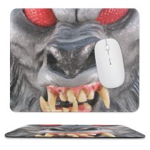 yanfind The Mouse Pad Warewolf Fur Face Teeth Scare Nose Halloween Strawberry Eyes Grey Snout Tooth Pattern Design Stitched Edges Suitable for home office game