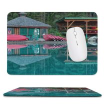 yanfind The Mouse Pad Boats British Canoe Canoes Cabin Rental Canada Lake Reflection Columbia Pattern Design Stitched Edges Suitable for home office game
