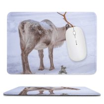 yanfind The Mouse Pad Frozen Deer Frost Wild Covered Frosty Winter Reindeer Lapland Wildlife Buck Antlers Pattern Design Stitched Edges Suitable for home office game