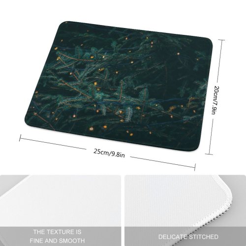 yanfind The Mouse Pad Celebrations Christmas Pine Trees Decoration LED Lights Christmas Decoration Pattern Design Stitched Edges Suitable for home office game