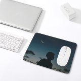yanfind The Mouse Pad Backlit Luna Evening Silhouette Sky Dark Exploration Alone Night Starry Moon Stars Pattern Design Stitched Edges Suitable for home office game