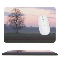 yanfind The Mouse Pad Mist Cloud Grassland Landscape Sky Tree Tree Atmosphere Sunrise Morning Natural Atmospheric Pattern Design Stitched Edges Suitable for home office game