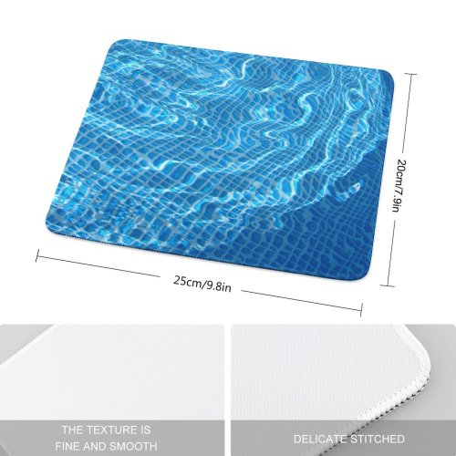 yanfind The Mouse Pad Wet Texture Pool Summer Crystal Clear Transparent Aqua Electric Azure Technology Pattern Design Stitched Edges Suitable for home office game