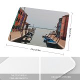 yanfind The Mouse Pad Boats Architecture Sea Canal Docked Town Watercrafts Pattern Design Stitched Edges Suitable for home office game