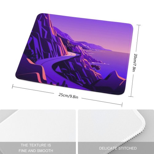 yanfind The Mouse Pad Coastline Mountain Pass Road Twilight Sunset Scenery MacOS Big Sur IOS Pattern Design Stitched Edges Suitable for home office game