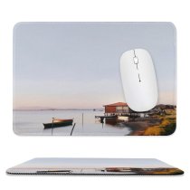 yanfind The Mouse Pad Boats Backlit Golden Rowboat Grass Sunset Landscape Daylight Travel Watercrafts Transportation Outdoors Pattern Design Stitched Edges Suitable for home office game