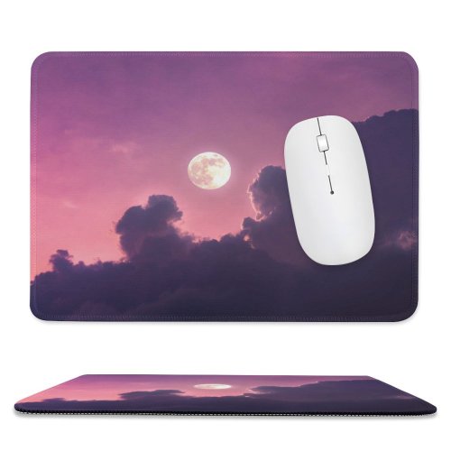 yanfind The Mouse Pad Moon Clouds Sky Pattern Design Stitched Edges Suitable for home office game