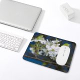 yanfind The Mouse Pad May Flower Prunus Blossum Spring Sky Limb Spring Leaves Branch Plant Flowers Pattern Design Stitched Edges Suitable for home office game