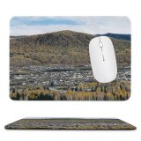 yanfind The Mouse Pad Abies Scenery Range Tree Mountain Domain Wilderness Plant Fir Public Pattern Design Stitched Edges Suitable for home office game