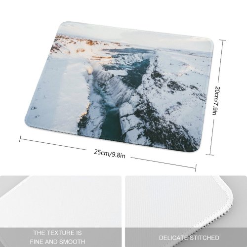 yanfind The Mouse Pad Drone Glacier Iceland Gulfoss Mountain Snow Waterfall Free Ice Stock Outdoors Pattern Design Stitched Edges Suitable for home office game