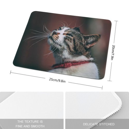 yanfind The Mouse Pad Funny Cute Eye Portrait Staring Kitten Grey Pet Face Nose Fur Whisker Pattern Design Stitched Edges Suitable for home office game