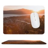 yanfind The Mouse Pad Backlit Golden Fog Clouds Sunset Landscape Sunglare Hike Travel Light Beach Mist Pattern Design Stitched Edges Suitable for home office game