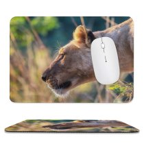 yanfind The Mouse Pad Blur Focus Whiskers Wild Lioness Cat Predator Wildlife Female Fur Big Outdoors Pattern Design Stitched Edges Suitable for home office game