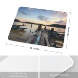 yanfind The Mouse Pad Boats Boat Dock Mountains Sky River Transportation Travel Watercraft System Woods Trees Pattern Design Stitched Edges Suitable for home office game