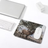 yanfind The Mouse Pad Wood Winter Reindeer Moose Horn Park Buck Tree Bull Wild Wildlife Antler Pattern Design Stitched Edges Suitable for home office game
